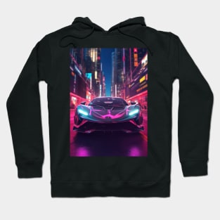 Asian Neon City Sports Car Hoodie